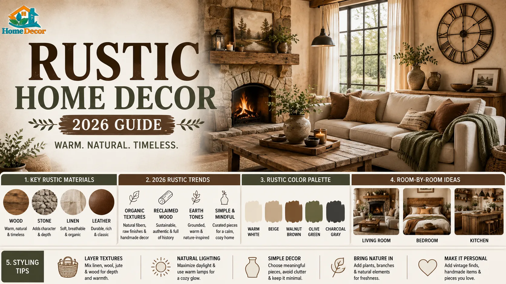 Rustic Home Decor in 2026: Trends, Colors & Expert Styling Tips