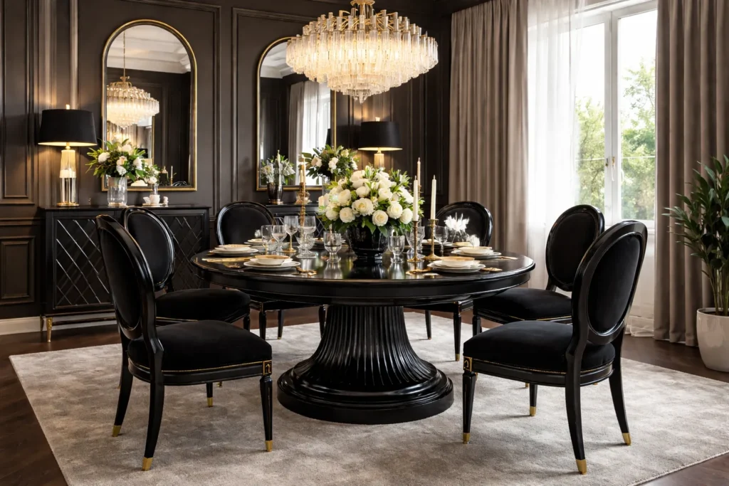 Black Dining Room Table and Chairs