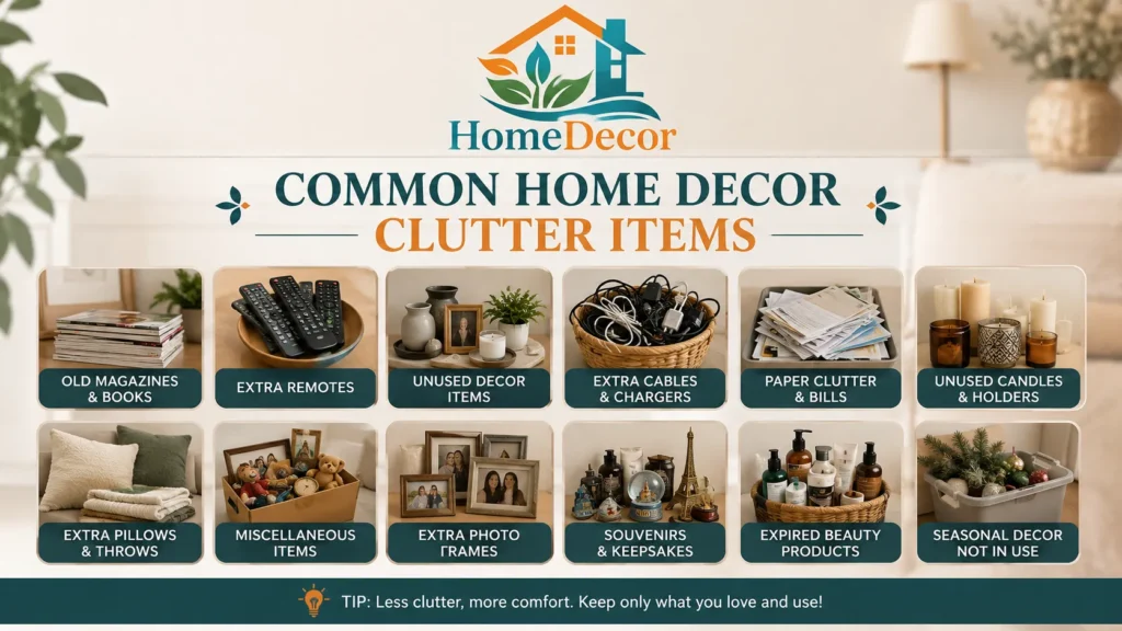 Common Home Decor Clutter Items