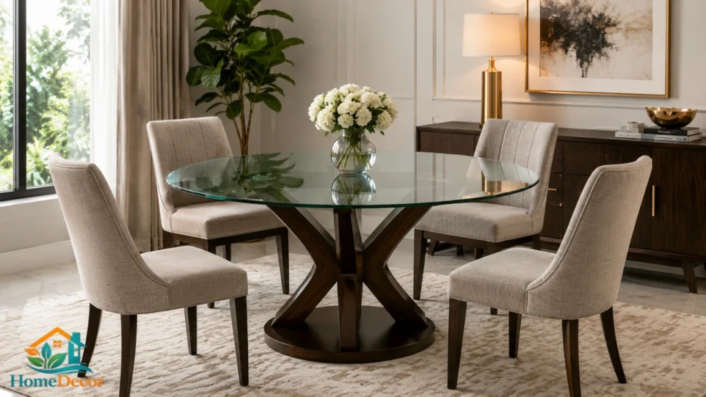Dining Room Table Glass Round